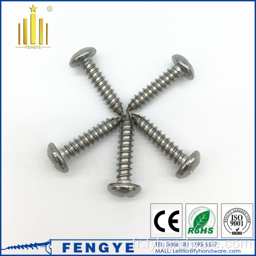 304 Tête rond en acier inoxydable Pan Screw tap-taped tapothing